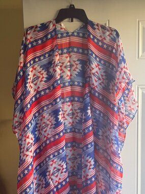 Patriotic Southwest Aztec Kimono Shawl